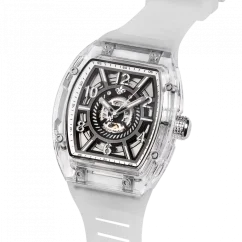 Stříbrné pánské hodinky Ralph Christian s gumovým páskem The Ghost - Transparent White Automatic 43MM