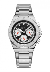 Men's silver NYI watch with steel strap Malcom - Silver 41MM