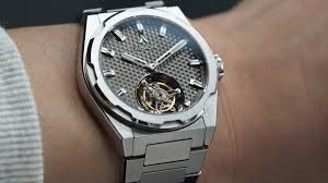 Men's silver Aisiondesign Watches with steel Tourbillon Hexagonal Pyramid Seamless Dial - Black 41MM