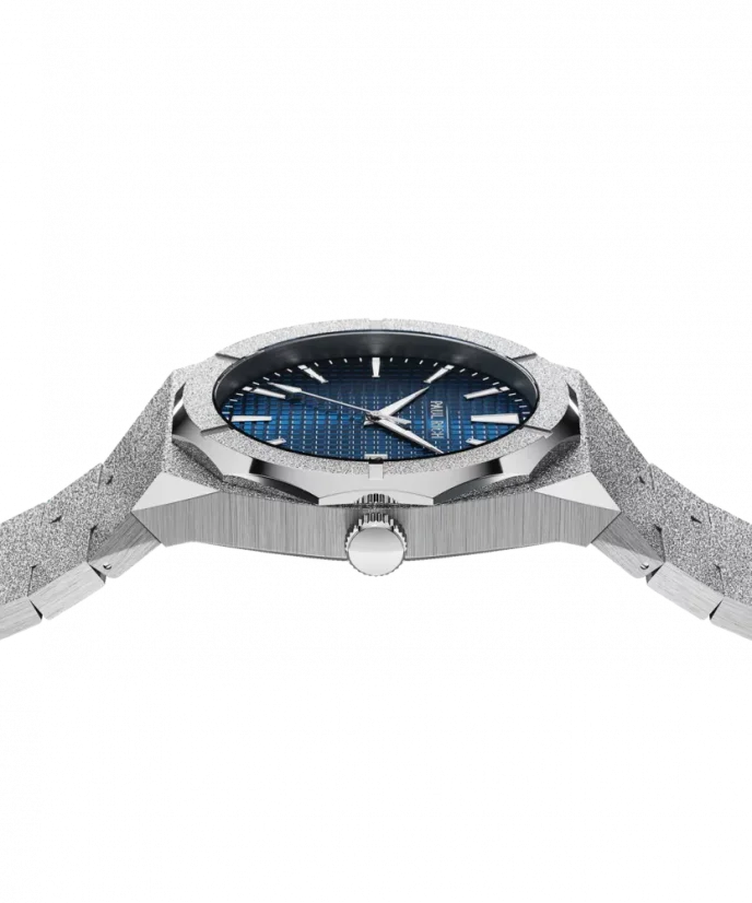 Men's silver Paul Rich watch with steel strap Frosted Star Dust Indigo Waffle - Silver 45MM