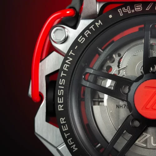 Zwart herenhorloge van Mazzucato met een rubberen band RIM Gt Black / Red - 42MM Automatic