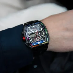 Černé pánské hodinky Ralph Christian s gumovým páskem The Polaris Chrono Ice - Aurora Prism 42,5MM