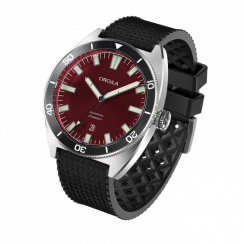 Men's silver Circula Watch with rubber strap AquaSport II - Red 40MM Automatic