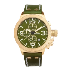 Men's gold TW Steel with leather strap Canteen CS108 45MM