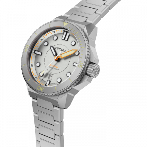 Strieborné pánske hodinky Circula Watches s ocelovým pásikom DiveSport Titan - Grey / Hardened Titanium 42MM Automatic