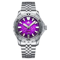 Montre Phoibos Watches pour homme en argent avec bracelet en acier KRAKEN 200M PY059H Automatic 40MM