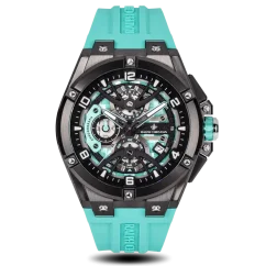 Ralph Christian musta miesten kello kuminauhalla The Apex Chrono - Aqua Marine 46MM