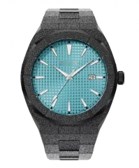Relógio Paul Rich preto para homens com pulseira de aço Frosted Star Dust Artic Waffle - Black 45MM