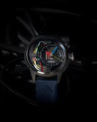 Černé pánské hodinky The Electricianz s koženým páskem The Carbon Z 45MM