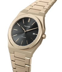 Goldene Herrenuhr Valuchi Watches mit Stahlband Date Master - Yellow Gold Black 40MM