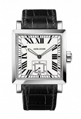 Herenhorloge in zilverkleur van Agelocer Watches met leren band Codex Retro Series Silver / White 35MM
