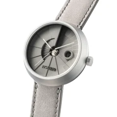 Men's silver 22Designstudio Watches with leather strap 4D Concrete Grey 44MM