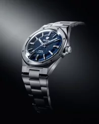 Strieborné pánske hodinky Nivada Grenchen s ocelovým opaskom F77 DARK BLUE 68010A77 37MM Automatic