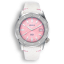 Men's silver Squale watch with leather strap 1521 Onda Pink Leather - Silver 42MM Automatic