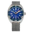 Montre Oceancrawler Watches pour homme en argent avec bracelet en acier Core Diver - Lapis Lazuli Edition 44MM