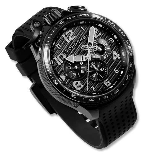 Crni muški sat Bomberg Watches s gumicom Racing PORTIMAO 45MM