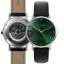 Men's silver Henryarcher Watches watch with leather strap Sekvens - Nature Nero 40MM Automatic