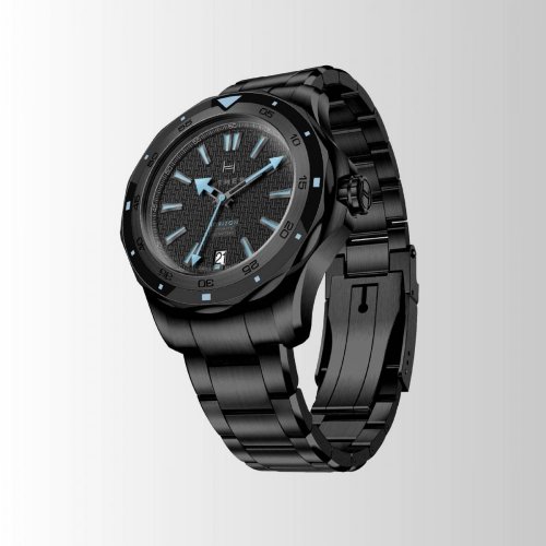 Czarny zegarek męski Fathers Watches ze stalowym paskiem Professional Elegance Steel 40MM Automatic