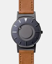 Reloj Eone negro de hombre con correa de piel Bradley Voyager Cobalt - Black 40MM
