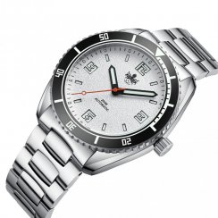 Men's silver Phoibos watch with steel strap Reef Master 200M - Silver White Automatic 42MM