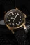 Men's gold Nivada Grenchen watch with leather strap Pacman Depthmaster Bronze 14123A14 Brown Leather White 39MM Automatic
