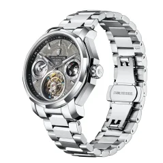 Stříbrné pánské hodinky Waldhoff s ocelovým páskem Continental Obsidian 41MM Automatic