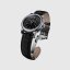 Men's silver Corniche watch with leather strap Chronograph Steel with Black dial 39MM
