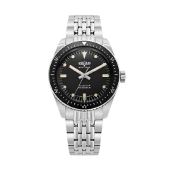Montre Vulcain pour hommes en argent avec bracelet en acier Skindiver Nautique - Black with Khaki Brown Lum - Beads of Rice 44,5MM Automatic