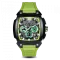 Relógio de homem Ralph Christian preto com pulseira de borracha The Phantom Chrono - Lime Green 44MM