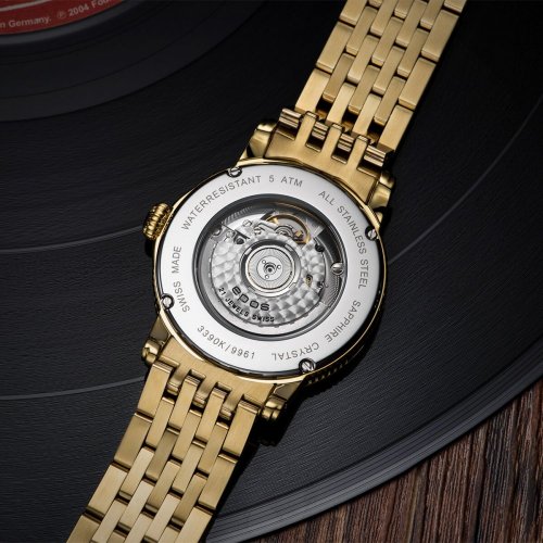 Zlaté pánské hodinky Epos s ocelovým páskem Emotion 24H 3390.302.22.14.32 41MM Automatic