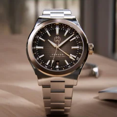 Relógio Henryarcher Watches de prata para homem com pulseira de aço Verden GMT - Sienna 39MM Automatic