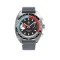 Men's silver Straton Watch with leather strap Yacht Racer Red / Blue 42MM