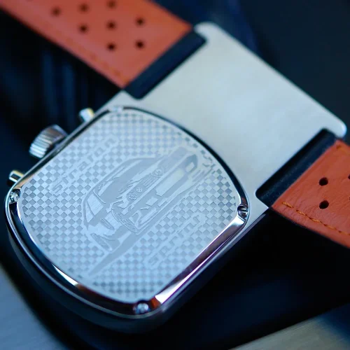 Relógio Straton Watches prata para homens com pulseira de couro Cuffbuster Sprint Brown 37,5MM