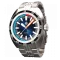 Męski srebrny zegarek NTH Watches ze stalowym paskiem DevilRay No Date - Silver / Blue Automatic 43MM