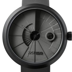 Montre 22Designstudio Watches pour hommes en noir avec élastique 4D Concrete Shadow 44MM