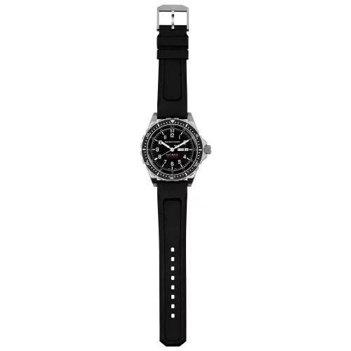 Relógio Marathon Watches prata para homens com pulseira de borracha Jumbo Day/Date Automatic 46MM