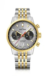 Strieborné pánske hodinky Delma Watches s ocelovým pásikom Continental Silver / Gold 42MM Automatic