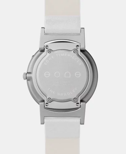 Stříbrné pánské hodinky Eone s koženým páskem Bradley Element White - Silver 40MM
