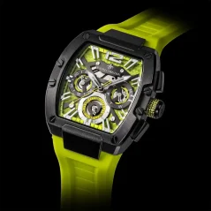 Relógio de homem Ralph Christian preto com pulseira de borracha The Intrepid Sport - Hyper Lime 42,5MM