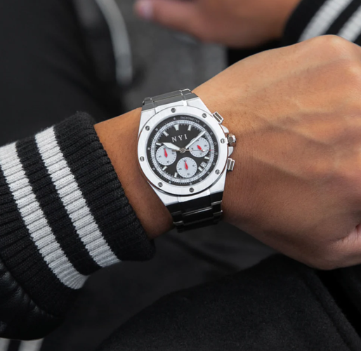 Strieborné pánske hodinky NYI Watches s oceľovým pásikom Malcom - Silver 41MM