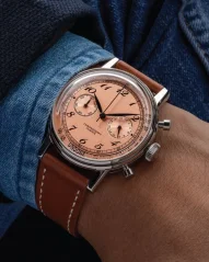 Relógio Undone Watches prata para homem com pulseira de couro Vintage Salmon 40MM