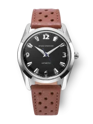 Strieborné pánske hodinky Nivada Grenchen s koženým opaskom Antarctic 35002M41 35MM