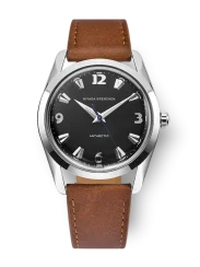 Stříbrné pánské hodinky Nivada Grenchen s koženým páskem Antarctic 35002M16 35MM
