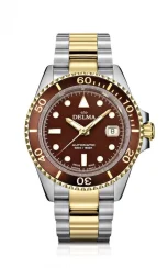 Relógio Delma Watches prata para homens com pulseira de aço Commodore Silver / Gold Red 43MM Automatic