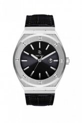Stříbrné pánske hodinky Paul Rich s páskem z pravé kůže Carbon  - Leather 45MM