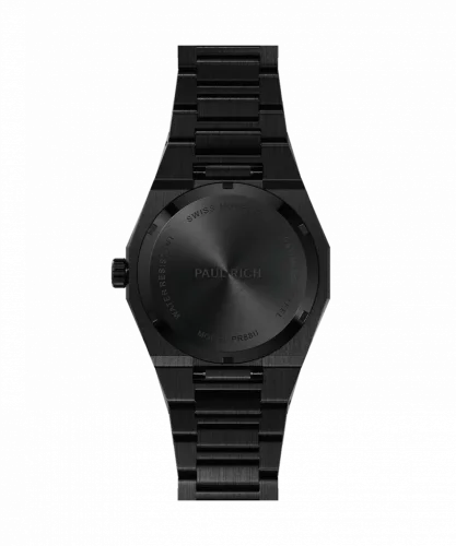 Černé pánské hodinky Paul Rich s ocelovým páskem Frosted Star Dust II - Black 43MM