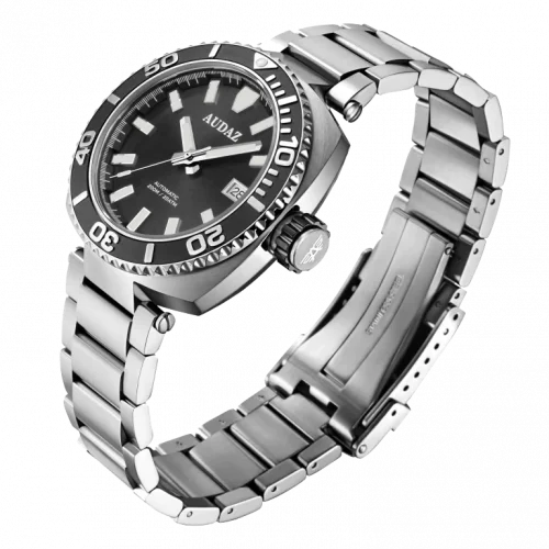 Strieborné pánske hodinky Audaz Watches s oceľovým pásikom King Ray ADZ-3040-01 - Automatic 42MM