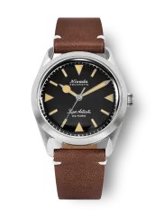 Stříbrné pánské hodinky Nivada Grenchen s koženým páskem Super Antarctic 32024A 38MM Automatic