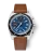 Men's silver Nivada Grenchen watch with leather strap CHRONOSPORT Blue 77003A16 38MM Automatic