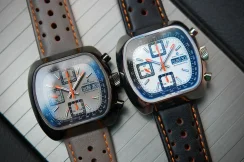 Stříbrné pánské hodinky Straton Watches s koženým páskem Speciale White Panda 42MM